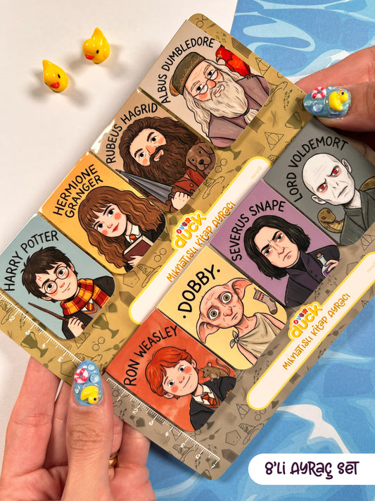 8’li Harry Potter Mıknatıslı Kitap Ayracı Seti – Wizard Magic Mega Set Magnetic Bookmark