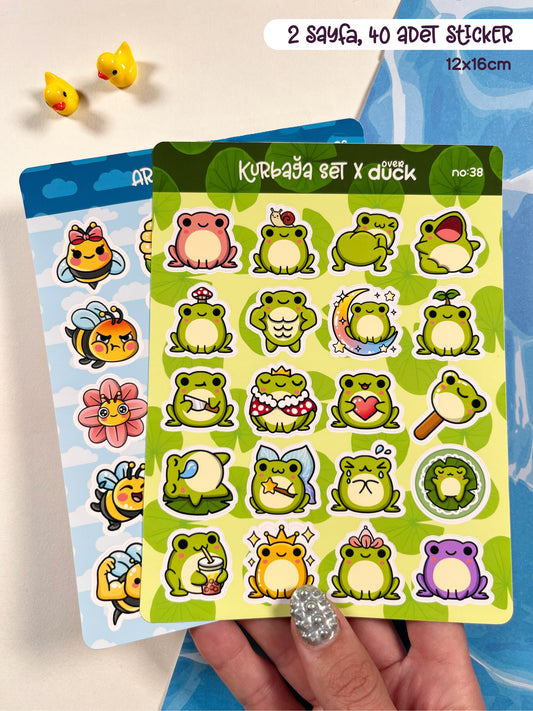 2’li Hayvan Sticker Seti – 40 Adet Kurbağa ve Arı Sticker Bullet Journal & Scrapbook