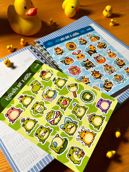 2’li Hayvan Sticker Seti – 40 Adet Kurbağa ve Arı Sticker Bullet Journal & Scrapbook