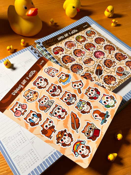 2’li Hayvan Sticker Seti – 40 Adet Baykuş ve Hindi Sticker Bullet Journal & Scrapbook