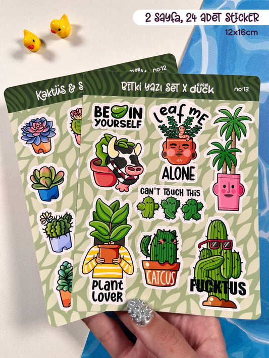 2’li Bitki Sticker Seti – 24 Adet Kaktüs & Sukulent Sticker Bullet Journal & Scrapbook