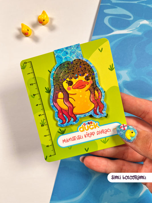 OverDuck Simli Hologramlı Mıknatıslı Kitap Ayracı – Glitter Duck Logo Magnetic Bookmark
