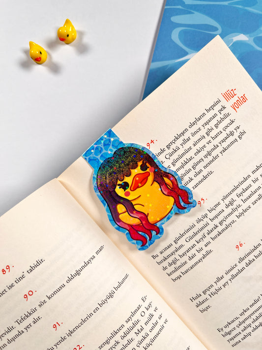 OverDuck Simli Hologramlı Mıknatıslı Kitap Ayracı – Glitter Duck Logo Magnetic Bookmark