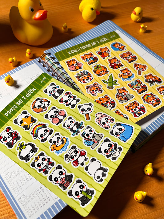 2’li Hayvan Sticker Seti – 40 Adet Panda ve Kırmızı Panda Sticker Bullet Journal & Scrapbook