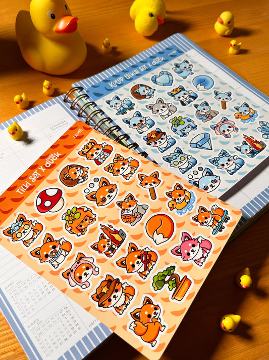 2’li Hayvan Sticker Seti – 40 Adet Tilki ve Kutup Tilkisi Sticker Bullet Journal & Scrapbook