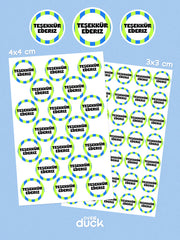 Yuvarlak Teşekkür Etiketi Sticker Seti 1 (TR / EN Seçenekli) – Paketleme Etiketi Thank You Sticker