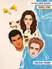 Parlayan Edward Alacakaranlık Sticker Seti – 3’lü Twilight Karakter Sticker Paketi