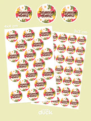 Yuvarlak Teşekkür Etiketi Sticker Seti 3 (TR / EN Seçenekli) – Paketleme Etiketi Thank You Sticker
