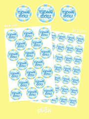 Yuvarlak Teşekkür Etiketi Sticker Seti 7 (TR / EN Seçenekli) – Paketleme Etiketi Thank You Sticker