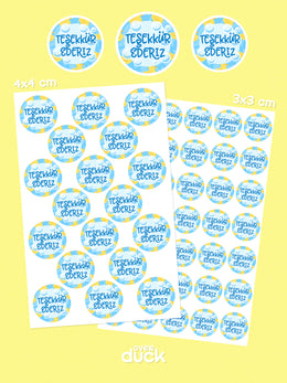Yuvarlak Teşekkür Etiketi Sticker Seti 7 (TR / EN Seçenekli) – Paketleme Etiketi Thank You Sticker