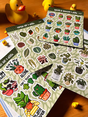 4’lü Bitki Sticker Seti – 53 Adet Kaktüs, Sukulent, Yaprak & Saksı Bitkisi Sticker Bullet Journal & Scrapbook
