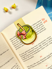 Matcha Mıknatıslı Kitap Ayracı – Fiyonk Detaylı Cute Matcha Bookmark