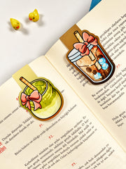 Ice Latte & Matcha 2’li Mıknatıslı Kitap Ayracı Seti – Cute Coffee & Matcha Bookmark