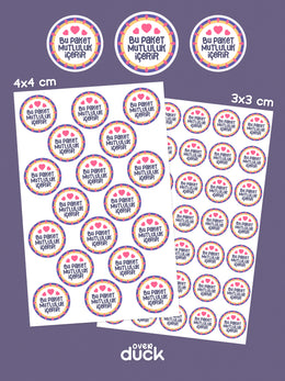 Yuvarlak Bu Paket Mutluluk İçerir Paketleme Etiketi - Mutluluk Temalı Sticker Seti