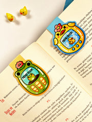 2’li Tamagotchi Ördek & Kurbağa Mıknatıslı Kitap Ayracı Seti – Retro Dijital Pet “Read Book” Bookmark