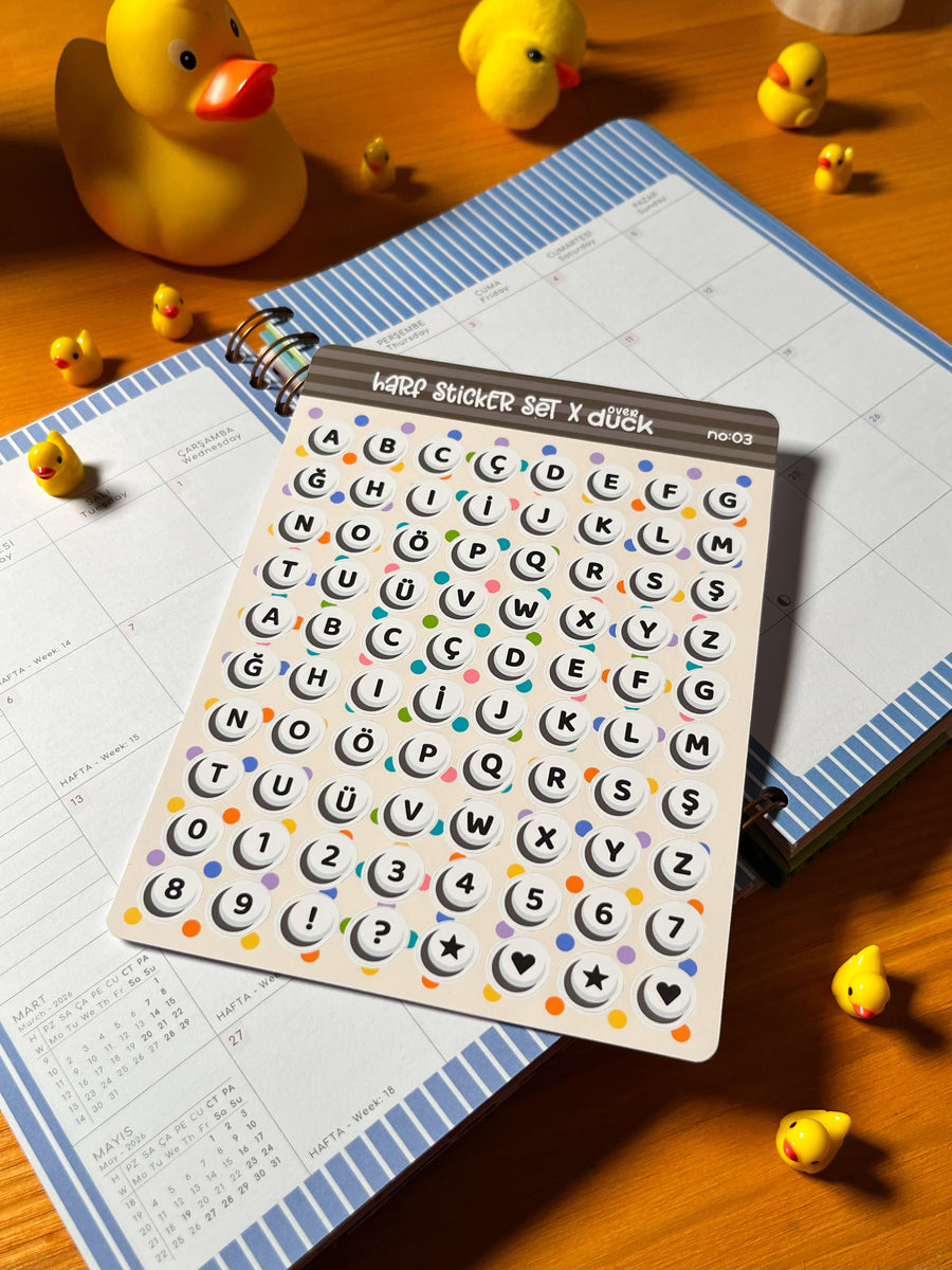 Boncuk Harf Sticker Seti – 80 Adet Türkçe Alfabe Bullet Journal & Scra ...