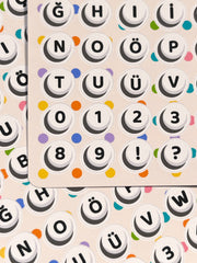 Boncuk Harf Sticker Seti – 2 Sayfa 160 Adet Bullet Journal & Scrapbook Türkçe Karakter Alfabe Etiket