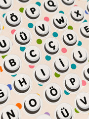 Boncuk Harf Sticker Seti – 80 Adet Türkçe Alfabe Bullet Journal & Scrapbook Etiket