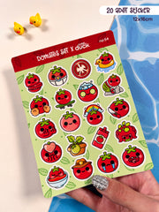 Domates Sticker Seti – 20 Adet Bullet Journal & Scrapbook Dekoratif Kawaii Domates Etiket