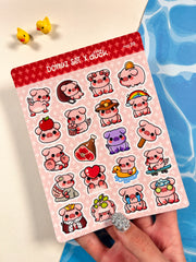 2’li Hayvan Sticker Seti – 40 Adet Kapibara ve Domuz Sticker Bullet Journal & Scrapbook