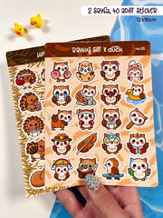 2’li Hayvan Sticker Seti – 40 Adet Baykuş ve Hindi Sticker Bullet Journal & Scrapbook