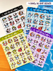 4’lü İnek Sticker Seti – 80 Adet Mavi, Mor, Yeşil ve Siyah İnek Sticker Bullet Journal & Scrapbook