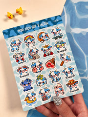 4’lü İnek Sticker Seti – 80 Adet Mavi, Mor, Yeşil ve Siyah İnek Sticker Bullet Journal & Scrapbook