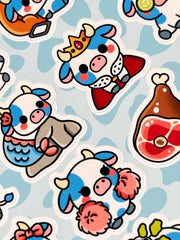 İnek Sticker Seti – 20 Adet Bullet Journal & Scrapbook Dekoratif Kawaii İnek Etiket