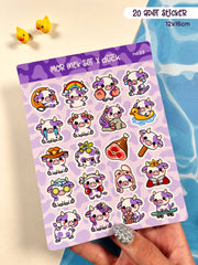 İnek Sticker Seti – 20 Adet Bullet Journal & Scrapbook Dekoratif Kawaii İnek Etiket