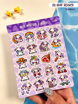 İnek Sticker Seti – 20 Adet Bullet Journal & Scrapbook Dekoratif Kawaii İnek Etiket