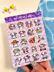 4’lü İnek Sticker Seti – 80 Adet Mavi, Mor, Yeşil ve Siyah İnek Sticker Bullet Journal & Scrapbook