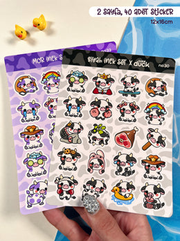 2’li İnek Sticker Seti – 40 Adet Siyah ve Mor İnek Sticker Bullet Journal & Scrapbook