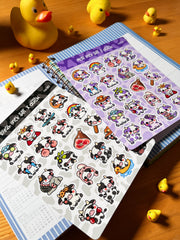 2’li İnek Sticker Seti – 40 Adet Siyah ve Mor İnek Sticker Bullet Journal & Scrapbook