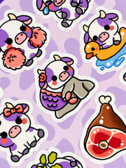 2’li İnek Sticker Seti – 40 Adet Siyah ve Mor İnek Sticker Bullet Journal & Scrapbook