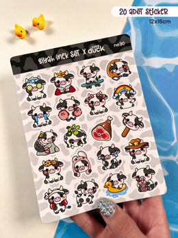 İnek Sticker Seti – 20 Adet Bullet Journal & Scrapbook Dekoratif Kawaii İnek Etiket