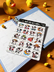 İnek Sticker Seti – 20 Adet Bullet Journal & Scrapbook Dekoratif Kawaii İnek Etiket