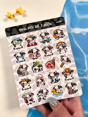4’lü İnek Sticker Seti – 80 Adet Mavi, Mor, Yeşil ve Siyah İnek Sticker Bullet Journal & Scrapbook