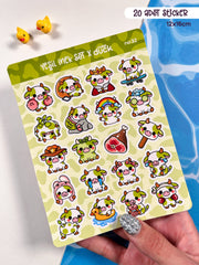 İnek Sticker Seti – 20 Adet Bullet Journal & Scrapbook Dekoratif Kawaii İnek Etiket
