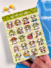 4’lü İnek Sticker Seti – 80 Adet Mavi, Mor, Yeşil ve Siyah İnek Sticker Bullet Journal & Scrapbook