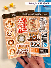 2’li Kahve Sticker Seti – 24 Adet Coffee Yazı ve Latte Art Sticker & Bullet Journal & Scrapbook