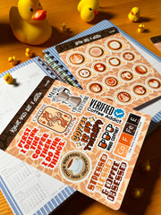 2’li Kahve Sticker Seti – 24 Adet Coffee Yazı ve Latte Art Sticker & Bullet Journal & Scrapbook