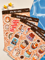 4’lü Kahve Sticker Seti – 46 Adet Coffee & Kawaii Cat Sticker Bullet Journal & Scrapbook