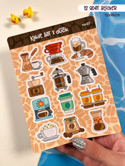 Kahve Sticker Seti – 12 Adet Bullet Journal & Scrapbook Dekoratif Kahve Etiket
