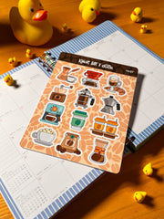 Kahve Sticker Seti – 12 Adet Bullet Journal & Scrapbook Dekoratif Kahve Etiket