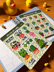 2’li Bitki Sticker Seti – 24 Adet Kaktüs & Sukulent Sticker Bullet Journal & Scrapbook