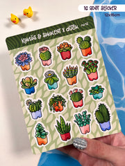 Kaktüs & Sukulent Sticker Seti – 16 Adet Bullet Journal & Scrapbook Dekoratif Bitki Etiket
