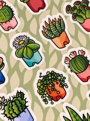 Kaktüs & Sukulent Sticker Seti – 16 Adet Bullet Journal & Scrapbook Dekoratif Bitki Etiket