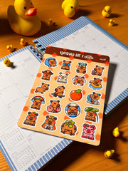 Kapibara Sticker Seti – 20 Adet Bullet Journal & Scrapbook Dekoratif Kawaii Kapibara Etiket