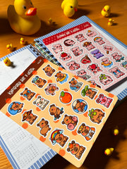 2’li Hayvan Sticker Seti – 40 Adet Kapibara ve Domuz Sticker Bullet Journal & Scrapbook
