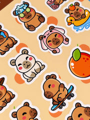 Kapibara Sticker Seti – 20 Adet Bullet Journal & Scrapbook Dekoratif Kawaii Kapibara Etiket